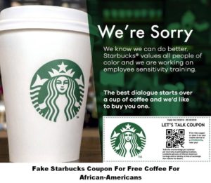 Fake Starbucks Coupon For Free Coffee For African-Americans